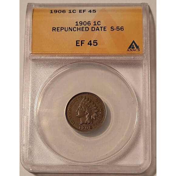 1906 Indian Head Cent RPD S-56 XF45 ANACS - Picture 1 of 4